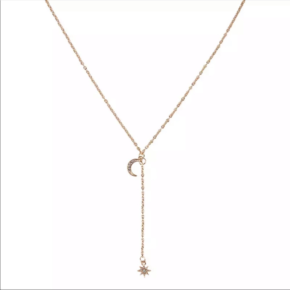 • Lindsay• Moon + Star Drop Necklace - Picture 2 of 3